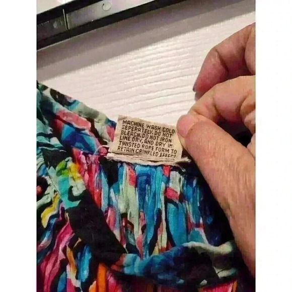 Vintage Midi CinchSkirt made in India Womens Medium Long Soft and Flowy Colorful - Picture 4 of 4